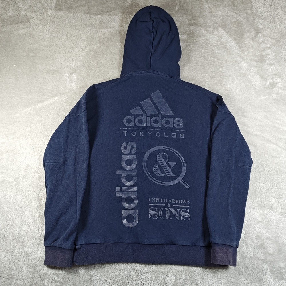 Adidas United Arrows Sons Hoodie Mens Large Blue Tokyo Lab AZ8896 Pullover